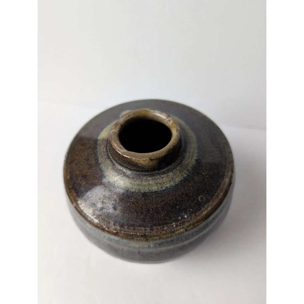Studio Art Pottery Blue, Green, Brown Pottery Bowl/Vase Signed